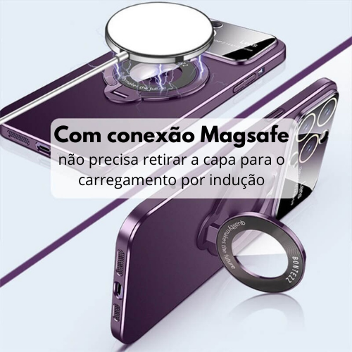 Capa de telefone com suporte magnético para iPhone