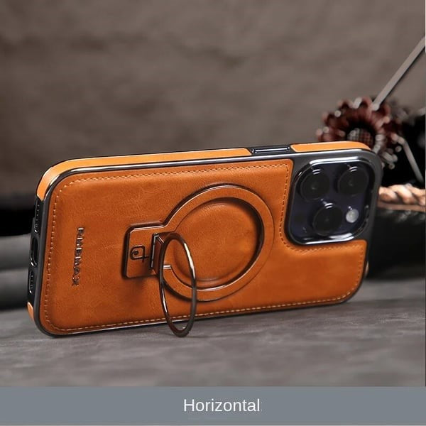 Capa de couro luxuosa com suporte invisível para iPhone