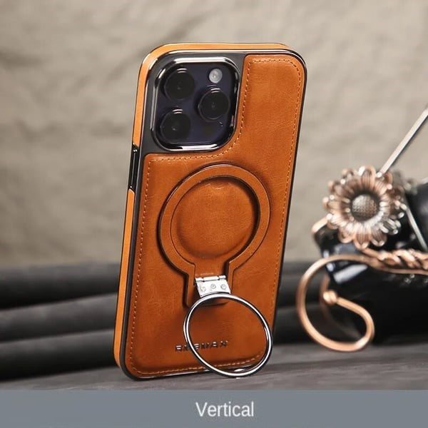 Capa de couro luxuosa com suporte invisível para iPhone