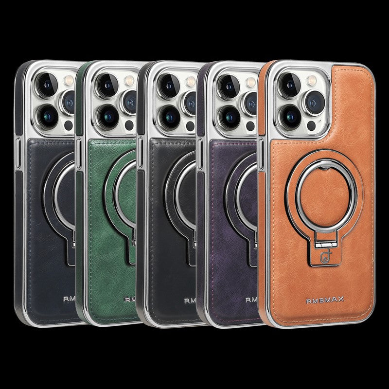 Capa de couro luxuosa com suporte invisível para iPhone